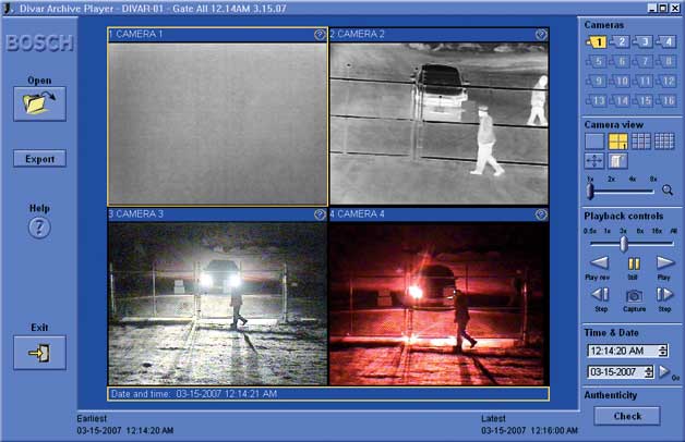 Скриншот гибридной системы наблюдения. Совместное использование охранного видеомониторинга и тепловизионных камер дает куда более полное представление о характере и поведении объектов в кадре, чем одно лишь CCTV.